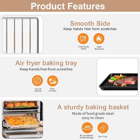GCQ 3 IN 1 Smart Double Oven Basket for Ninja DCT401 DCT402 DCT451, 13''×12.6'' Steel Toaster Oven Dehydrator Cooling Rack Replacement Parts Accessories for Ninja DCT601 DCT651 Smart Oven in Saudi Arabia
