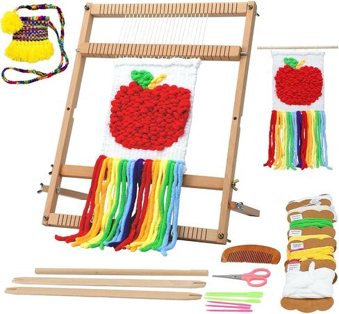 Weaving Loom for Beginners Adults/Kids and 1 Set of Weaving Works Complete Yarn Kit with Detailed Friendly Instructions, Parents and Children in The Holiday Experience Weaving Brings Fun_Apple in Saudi Arabia