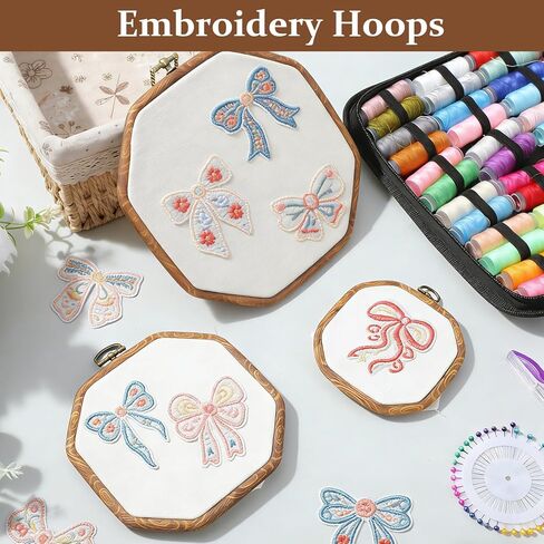 9 PCS Large Embroidery Hoop, Embroidery Frame Set Decorative Imitated Wood Display Frame Cross Stitch Hoop Cross Stitch Frames for DIY Sewing Craft and Hanging Ornaments Decor-Octagonal, 3 Sizes in Saudi Arabia