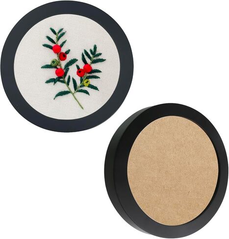 Yuqim 2 Pack Round Wood Embroidery Hoop Frames Cross Stitch Display Frame for DIY Art Craft Sewing Ornaments(Black, 8 Inch) in Saudi Arabia