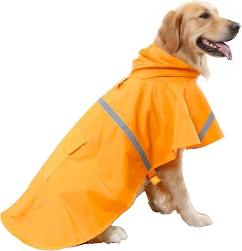 HAPEE Dog Raincoats with Reflective Strip Hoodie,Poncho Jacket for Large Dogs fit Golden Retriever Doodle (A1-Yellow, 20B (30-55 lbs)) in Saudi Arabia