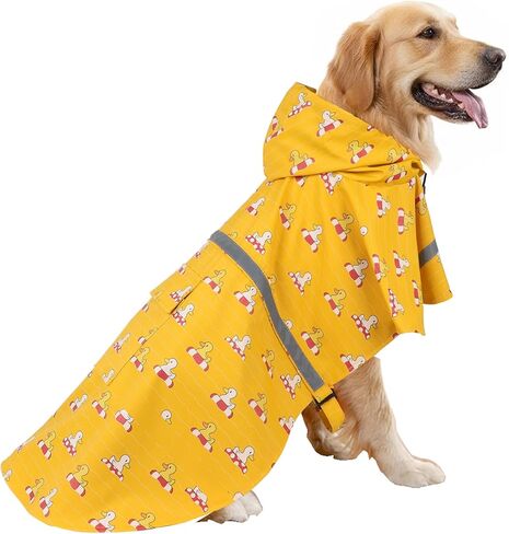 HAPEE Dog Raincoats with Reflective Strip Hoodie,Poncho Jacket for Large Dogs fit Golden Retriever Doodle (A1-Yellow, 20B (30-55 lbs)) in Saudi Arabia