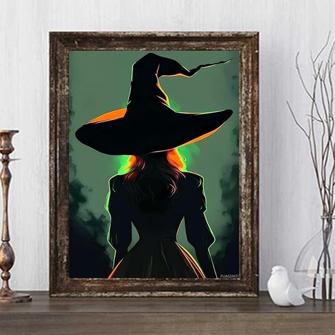 PUAGEMTI Diamond Painting Kits 5D The Witch's Back Diamond Art with Accessories and Tools Witch Painting with Diamond Relaxation and Home Wall Decor 12x16 inch in Saudi Arabia