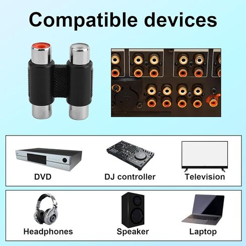 6 قطع RCA أنثى إلى أنثى مقرنة، مزدوج RCA محول كابل تمديد موصل مزدوج مقرنة لمضخم الصوت خلاط مضخم الصوت ملحقات أجزاء الصوت والفيديو in Kuwait