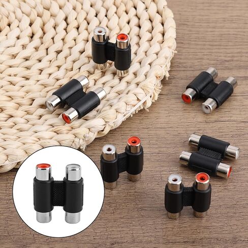 6 قطع RCA أنثى إلى أنثى مقرنة، مزدوج RCA محول كابل تمديد موصل مزدوج مقرنة لمضخم الصوت خلاط مضخم الصوت ملحقات أجزاء الصوت والفيديو in Kuwait