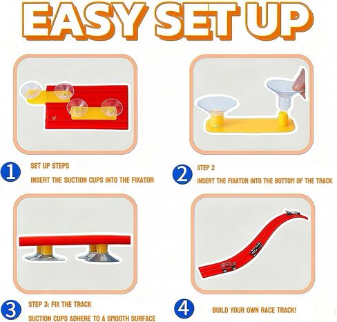 16 Ft Race Track Toys for Kids, Flexible Race Car Ramp Track with 4 Race Cars and 10 Suction Cups, Compatible with Hot Wheels and Diecast 1/64th Cars for Ages 3+ Year Old in Saudi Arabia