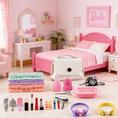 118Pcs Dollhouse Mini Jewelry Storage Case Cosmetic Hand Bag Towel Bathroom Set Accessories Toothbrush Shampoo Purse Decor Doll Backpack Girl Micro Scene Ature Makeup Shoes Glasses Money Mask DIY in Saudi Arabia