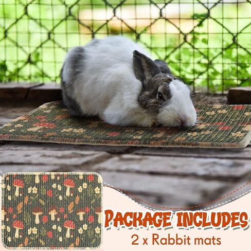 2 Pcs 16 x 12''Rabbit Scratch Mat Natural Bunny Scratching Pad Claws and Teeth Care Rabbit Mats for Cages Chew Toys Bunny Pet Cage Bedding for Biting Sleeping Nesting in Saudi Arabia
