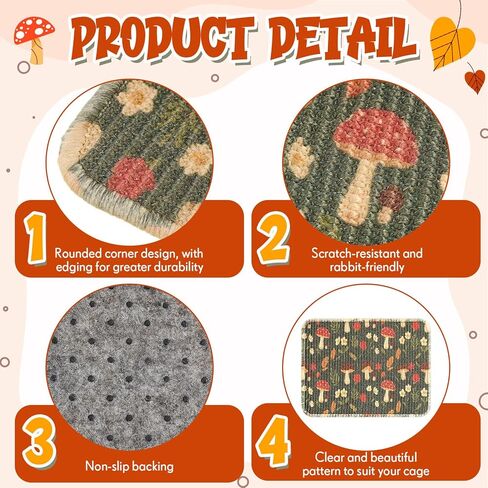 2 Pcs 16 x 12''Rabbit Scratch Mat Natural Bunny Scratching Pad Claws and Teeth Care Rabbit Mats for Cages Chew Toys Bunny Pet Cage Bedding for Biting Sleeping Nesting in Saudi Arabia