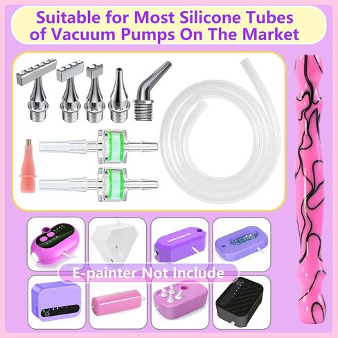Replacement Kit for Vacuum Diamond Painting Pens, E-Painter Replacement Pen + 2 Filters + Steel Screw 1/2/4/6/Elbow Multiplacers + 1m Silicone Tube fits Most Electric Diamond Art Pen (Pink-4/6) in Saudi Arabia