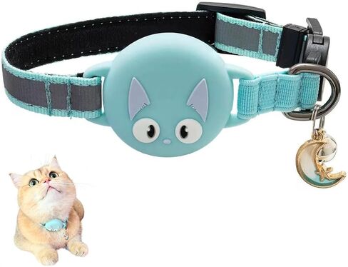 Unifuncy Waterproof and Reflective Breakaway Airtag Cat Collar with Built-in Airtag Holder, Lightweight and Adjustable Collar for Cats, Perfect Cat Tracker Accessory (Airtag Not Included) (Green) in Saudi Arabia