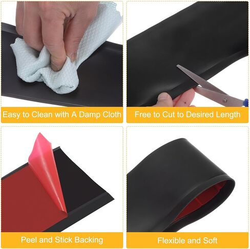 HARFINGTON 10ft x 4" Baseboard Trim Peel and Stick Wall Flexible Molding Trims, Self Adhesive PVC Cove Base Baseboards for Walls Corner, Black in Saudi Arabia
