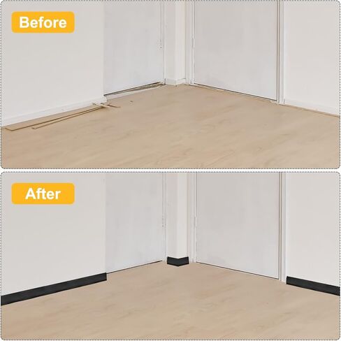 HARFINGTON 10ft x 4" Baseboard Trim Peel and Stick Wall Flexible Molding Trims, Self Adhesive PVC Cove Base Baseboards for Walls Corner, Black in Saudi Arabia