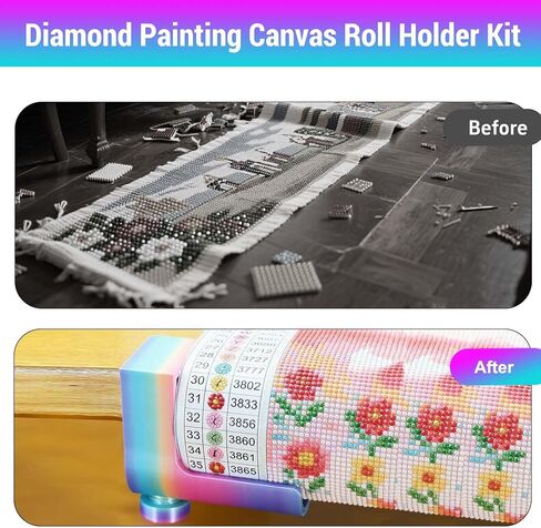 Diamond Painting Canvas Roll Holder Kit- Adjustable Table Clamp for DIY Craft and Gift, Anti-Roll & Space-Saving Organizer (Colorful) in Saudi Arabia