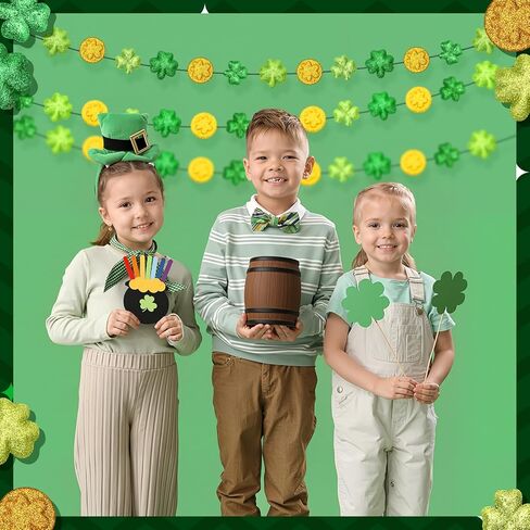 32 Pcs St. Patrick's Day Glitter Foam Vase Fillers with Wire Sticks, St. Patrick's Day Sensory Bin Foam Decor Shamrock Gold Coin Decorations for Festive Home Décor in Saudi Arabia