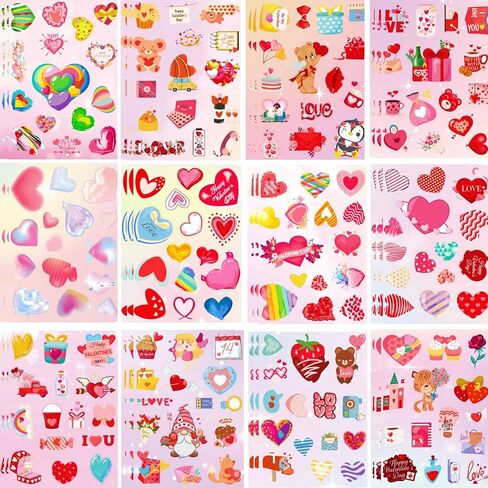 720Pcs Valentines Stickers for Kids, 48 Sheets Colorful Heart Stickers for Valentines Day Party Favors Supplies, Love Valentine's Gift for Decorative Scrapbooking Envelope Wedding Goodie Bags Cards in Saudi Arabia