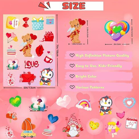 720Pcs Valentines Stickers for Kids, 48 Sheets Colorful Heart Stickers for Valentines Day Party Favors Supplies, Love Valentine's Gift for Decorative Scrapbooking Envelope Wedding Goodie Bags Cards in Saudi Arabia