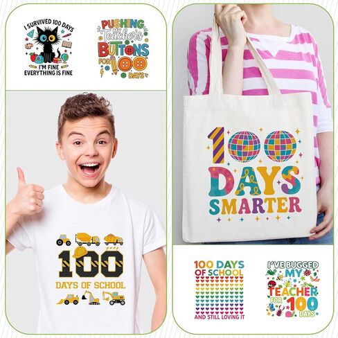 TaoBary 6 قطع DIY 100 يوم من النقل المدرسي، حديد على الرقع، يونيكورن قوس قزح، مكواة حرارية على رقع للملابس، ملصقات قابلة للغسل لحقيبة الملابس DIY، إكسسوارات الحرف اليدوية (متنوعة) in Saudi Arabia