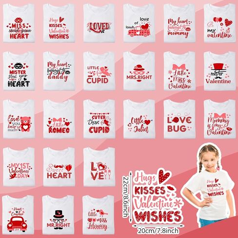 TaoBary 24 Sheets Valentines Heat Transfer Patches Washable Valentine‘s Day Iron on Stickers Heart Lip Cupid Decals Iron on Transfers for Men Women Couple DIY Shirt Jeans Bag Pillow Hoodies Clothing in Saudi Arabia