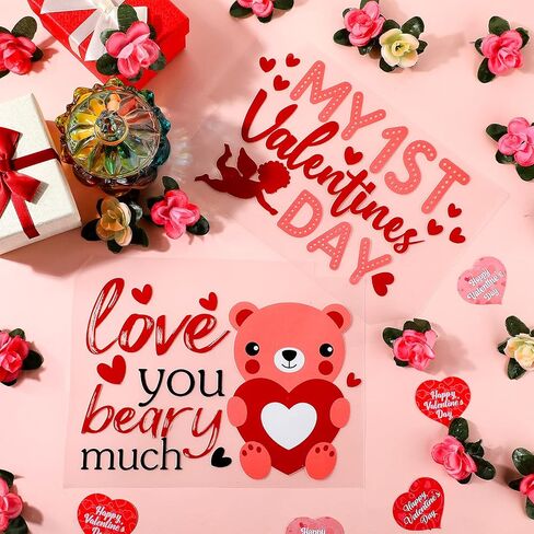 TaoBary 24 Sheets Valentines Heat Transfer Patches Washable Valentine‘s Day Iron on Stickers Heart Lip Cupid Decals Iron on Transfers for Men Women Couple DIY Shirt Jeans Bag Pillow Hoodies Clothing in Saudi Arabia