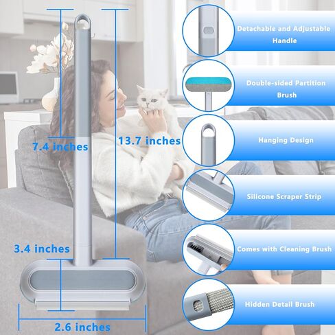 Pet Hair Removal Tool, 3 in 1 Pet Hair Remover for Furniture, Car Seats, Clothing, Reuseable & Washable Dog and Cat Fur Remover Broom for Couch, Multifunctional Hair Removal Brush (Grey) in Saudi Arabia