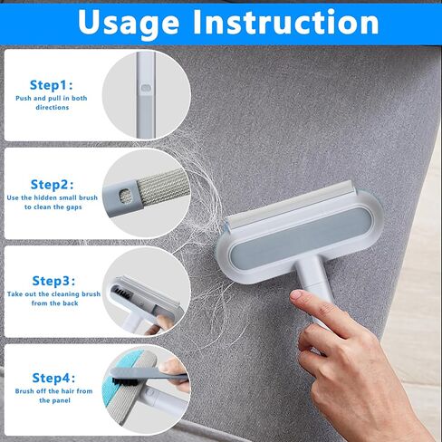 Pet Hair Removal Tool, 3 in 1 Pet Hair Remover for Furniture, Car Seats, Clothing, Reuseable & Washable Dog and Cat Fur Remover Broom for Couch, Multifunctional Hair Removal Brush (Grey) in Saudi Arabia