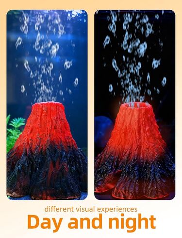 Aquarium Volcano Decoration Kit,Resin Volcano Ornament with Air Stone Bubbler Colored Light Decor for Fish Tank Landscape Addition and Oxygenation in Saudi Arabia