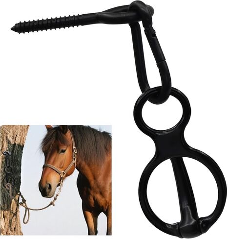 Horse Tie Ring Stainless Steel Horse tack and Supplies,Horse Training Equipment with Eye Bolt and Snaps Saddle,Quick Snap,Humane Way Prevent Horses from Pulling Back Safe Accessories (Black) in Saudi Arabia