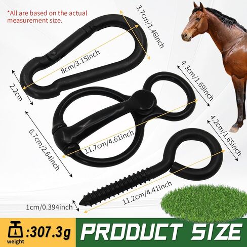 Horse Tie Ring Stainless Steel Horse tack and Supplies,Horse Training Equipment with Eye Bolt and Snaps Saddle,Quick Snap,Humane Way Prevent Horses from Pulling Back Safe Accessories (Black) in Saudi Arabia