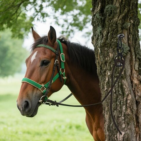 Horse Tie Ring Stainless Steel Horse tack and Supplies,Horse Training Equipment with Eye Bolt and Snaps Saddle,Quick Snap,Humane Way Prevent Horses from Pulling Back Safe Accessories (Black) in Saudi Arabia