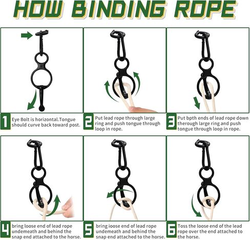 Horse Tie Ring Stainless Steel Horse tack and Supplies,Horse Training Equipment with Eye Bolt and Snaps Saddle,Quick Snap,Humane Way Prevent Horses from Pulling Back Safe Accessories (Black) in Saudi Arabia
