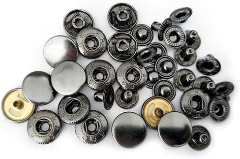 10 Pack Leather Snap Fasteners 12 mm Metal Button Snaps Press Studs Brass Snaps for Clothes, Jackets, Jeans Wears, Bracelets, Bags (Black) in Saudi Arabia