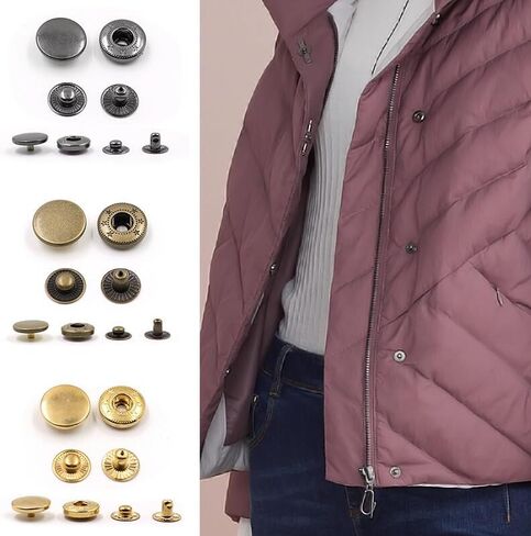 10 Pack Leather Snap Fasteners 12 mm Metal Button Snaps Press Studs Brass Snaps for Clothes, Jackets, Jeans Wears, Bracelets, Bags (Black) in Saudi Arabia