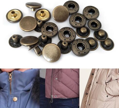 10 Pack Leather Snap Fasteners 12 mm Metal Button Snaps Press Studs Brass Snaps for Clothes, Jackets, Jeans Wears, Bracelets, Bags (Black) in Saudi Arabia