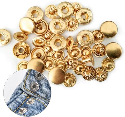 10 Pack Leather Snap Fasteners 12 mm Metal Button Snaps Press Studs Brass Snaps for Clothes, Jackets, Jeans Wears, Bracelets, Bags (Black) in Saudi Arabia