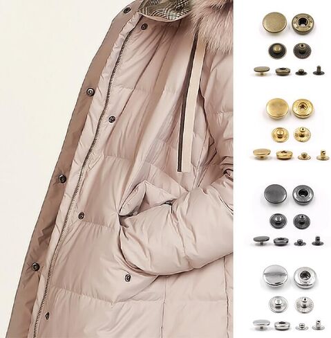 10 Pack Leather Snap Fasteners 12 mm Metal Button Snaps Press Studs Brass Snaps for Clothes, Jackets, Jeans Wears, Bracelets, Bags (Black) in Saudi Arabia