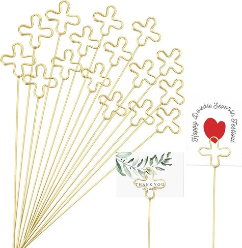 KIMOBER 30PCS Metal Floral Place Card Holder,13.4 Inch Golden Round Flower Picks Photo Memo Clips Gift Card Holder for Flower Arrangements,Wedding and Birthday Party in Saudi Arabia