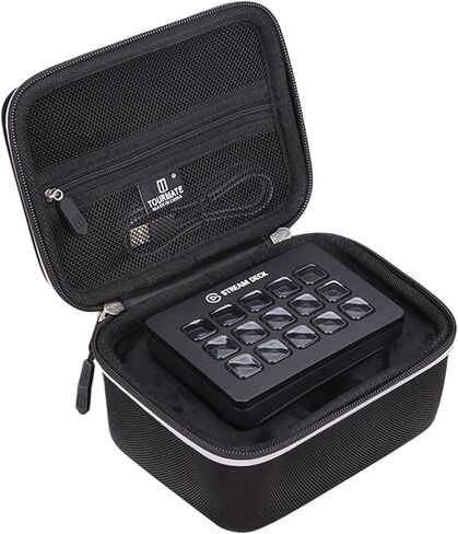 حقيبة تخزين صلبة لجهاز Elgato Stream Deck MK.2 - صندوق سفر بهيكل خاص مصمم خصيصًا لفتح القوالب (صندوق للبيع) (أسود وسحاب عاكس) in Kuwait
