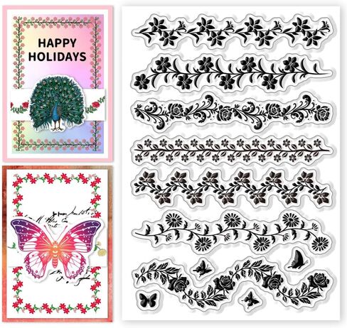 1 Sheet PVC Plastic Clear Stamps, Custom Flower Lace Pattern Silicone Stamp, Silicone Transparent Rubber Stamp for DIY Scrapbooking Photo Album Decorative Cards Making, 6.3x4.33inch in Saudi Arabia