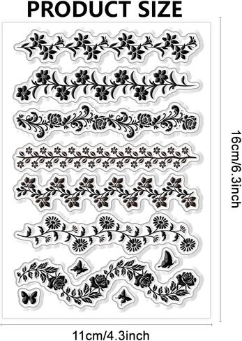 1 Sheet PVC Plastic Clear Stamps, Custom Flower Lace Pattern Silicone Stamp, Silicone Transparent Rubber Stamp for DIY Scrapbooking Photo Album Decorative Cards Making, 6.3x4.33inch in Saudi Arabia