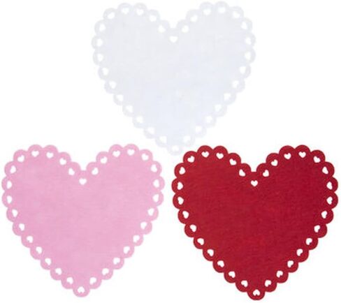 Red, Pink & White Scalloped Felt Hearts Valentine's Day Decor - 12 Pieces in Saudi Arabia
