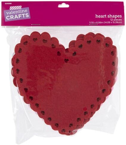 Red, Pink & White Scalloped Felt Hearts Valentine's Day Decor - 12 Pieces in Saudi Arabia