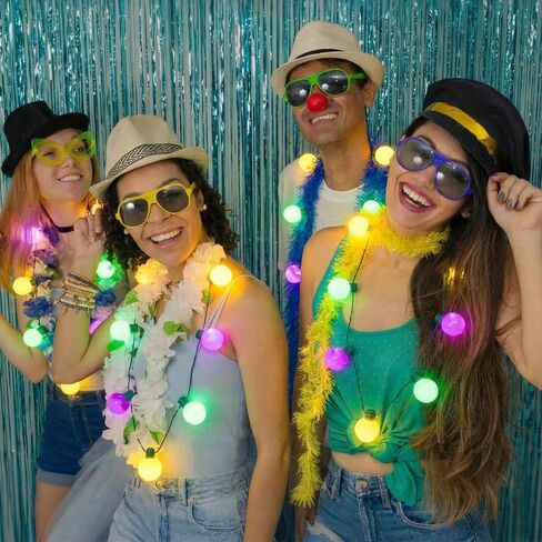 Estune 3 Pcs LED Mardi Gras Bead Necklaces 40 Inch Green Purple Gold Jumbo Globe Bulbs Disco Light up Carnival Necklace Mardi Gras Party Decorations, 3 Light Modes, Battery Operated in Saudi Arabia