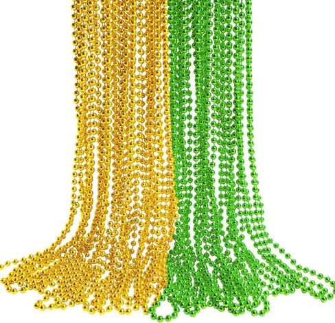 قلادة الخرز الأخضر والذهبي لعيد القديس باتريك 14 قطعة من خرز ماردي غرا لعيد الميلاد لماردي غرا، وعيد الميلاد، وحفلات الكرنفال in Kuwait