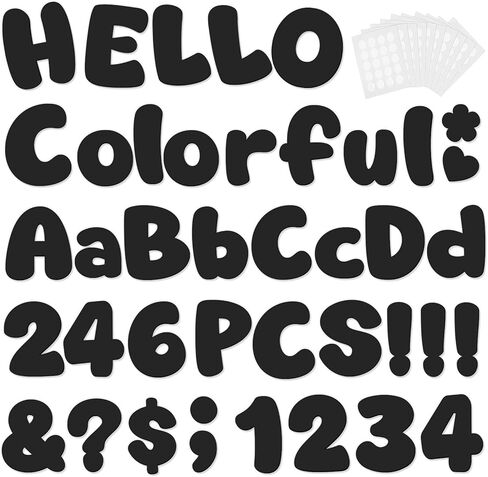 246 Pcs Bulletin Board Letters 4 Inch, Colorful Cutout Letters for Classroom Wall, Poster Board Letter with Adhesive Dot Alphabet Numbers Punctuation for Display School and Classroom Decor (Pastel) in Saudi Arabia