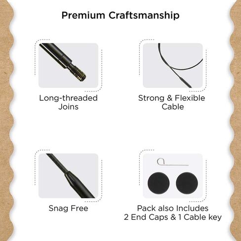 Knitter’s Pride Black Nylon Coated Stainless Steel Swivel Cables – 8"" in Saudi Arabia