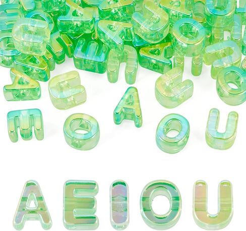 FASHEWELRY Crystal Clear Large Letter Beads 50 Pcs Acrylic Colorful Big Alphabet Bead Vowel AEIOU Spacer Paracord Beads for Keychains Bag Charm Kit Phone Chains Bracelets Necklaces Shoelaces in Saudi Arabia