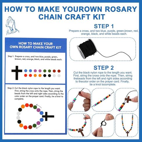 Tondiamo 24 Sets The Lord's Prayer Craft Necklace Kit Christian Faith Beaded Craft Eight Colors Beads DIY Necklace Jewelry Making Gifts for Home Activities in Saudi Arabia