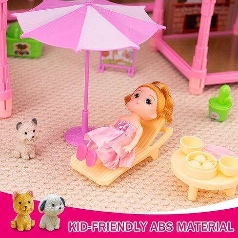 بيت دمية ضخم مكون من 7 طوابق و29 غرفة للفتيات، وإكسسوارات وأثاث ألعاب بيت اللعب، مجموعة لعب للفتيات في الهواء الطلق، باللون الوردي، لعبة عيد الميلاد 2024، سهلة التجميع مثالية للأطفال in Kuwait