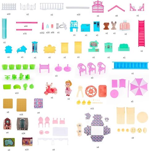 بيت دمية ضخم مكون من 7 طوابق و29 غرفة للفتيات، وإكسسوارات وأثاث ألعاب بيت اللعب، مجموعة لعب للفتيات في الهواء الطلق، باللون الوردي، لعبة عيد الميلاد 2024، سهلة التجميع مثالية للأطفال in Kuwait